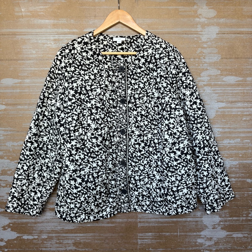 J. Jill Quilted Floral Jacket 100% Cotton Preppy Boho Western Womens XL